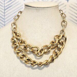 AV Max Chunky Gold Tone Double Chain Statement Necklace